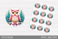 Christmas Owl Sticker Design. Christmas Sticker Printable Product Image 1