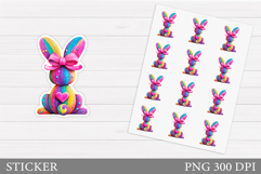 Colorful Bunny Sticker Design. Bunny Bow Sticker Printable Product Image 1