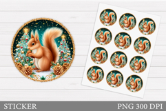 Christmas Squirrel Sticker. Christmas Squirrel Sticker Product Image 1