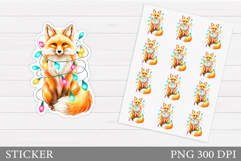 Christmas Fox Sticker Design. Christmas Sticker Printable Product Image 1