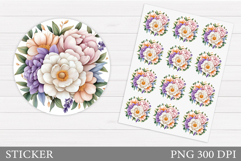 Flowers Sticker Design. Floral Sticker Printable Product Image 1