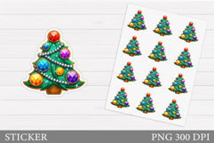 Christmas Tree Sticker Design. Christmas Sticker Printable Product Image 1