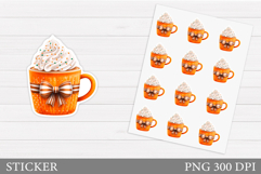 Fall Latte Sticker Printable. Fall Drink Sticker Design Product Image 1