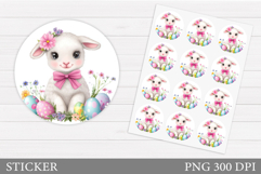 Easter Lamb Sticker Design. Easter Sticker Printable Product Image 1