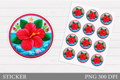 Hibiscus Sticker Design. Floral Sticker Printable Product Image 1