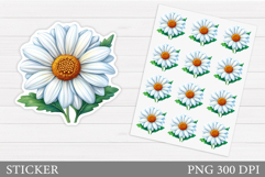 Daisy Flowers Sticker Design. Floral Sticker Printable Product Image 1