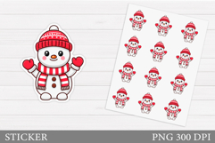 Cute Snowman Sticker Design. Christmas Sticker Printable Product Image 1