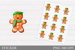 Patchwork Gingerbread Sticker. Christmas Sticker Printable Product Image 1