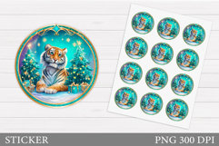 Christmas Tiger Sticker Design. Christmas Sticker Printable Product Image 1