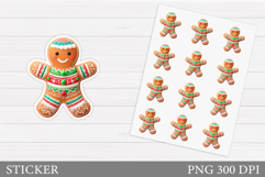 Patchwork Gingerbread Sticker. Christmas Sticker Printable Product Image 1