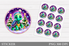 Christmas Turtle Sticker. Christmas Sticker Printable Product Image 1