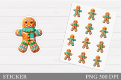 Patchwork Gingerbread Sticker. Christmas Sticker Printable Product Image 1
