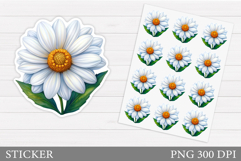 Daisy Flowers Sticker Design. Floral Sticker Printable Product Image 1