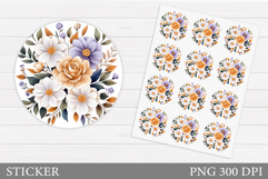 Floral Sticker Printable. Flowers Sticker Design Product Image 1