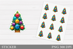 Christmas Tree Sticker Design. Christmas Sticker Printable Product Image 1