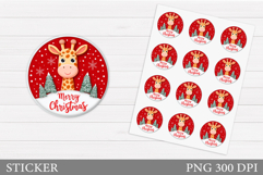 Christmas Giraffe Sticker .Christmas Sticker Printable Product Image 1