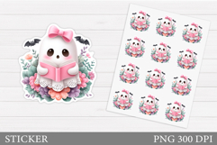 Cute Ghost Sticker Template. Cute Halloween Sticker Design Product Image 1