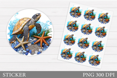 Turtle Sticker Design. Turtle Round Sticker Printable Product Image 1
