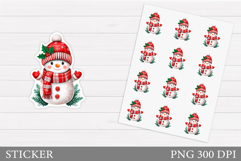 Cute Snowman Sticker Design. Christmas Sticker Template Product Image 1