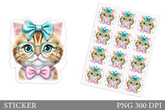 Cute Cat Sticker Design. Cat Sticker Printable Product Image 1