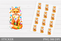 Christmas Fox Sticker Design. Christmas Sticker Printable Product Image 1