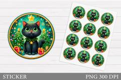 Christmas Cat Sticker Design. Christmas Sticker Printable Product Image 1
