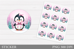 Christmas Penguin Sticker. Christmas Sticker Printable Product Image 1
