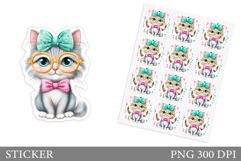 Cute Cat Sticker Design. Cat Sticker Printable Product Image 1