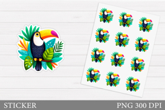 Toucan Sticker Design. Bird Flowers Sticker Printable Product Image 1