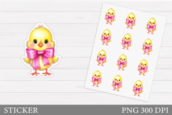 Cute Chick Sticker Design. Chick Flowers Sticker Printable Product Image 1