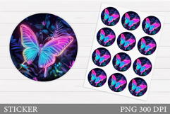 Butterfly Sticker Design. Butterfly Flowers Sticker Product Image 1