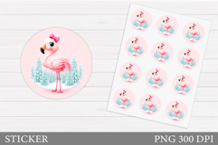 Christmas Flamingo Sticker. Christmas Sticker Printable Product Image 1