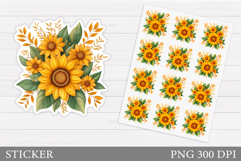 Sunflowers Sticker Design. Flowers Sticker Printable Product Image 1