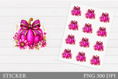 Pink Pumpkin Sticker Template. Pumpkin Bow Sticker Design Product Image 1