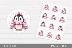 Christmas Penguin Sticker. Christmas Sticker Printable Product Image 1