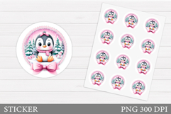 Cute Penguin Sticker Design. Christmas Sticker Printable Product Image 1