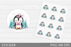 Christmas Penguin Sticker. Christmas Sticker Printable Product Image 1