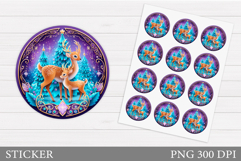 Christmas Deer Sticker Design. Christmas Sticker Printable Product Image 1