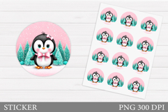 Cute Penguin Sticker Design. Christmas Sticker Printable Product Image 1
