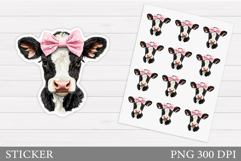 Cow Sticker Design. Cow Bow Sticker Printable Product Image 1