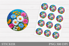 Wildflowers Sticker Design. Flowers Sticker Printable Product Image 1