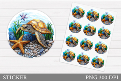 Turtle Sticker Design. Sea Turtle Sticker Template Product Image 1