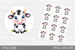 Cute Cow Sticker Design. Cow Sticker Printable Product Image 1