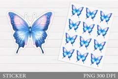 Butterfly Sticker Design. Flowers Sticker Printable Product Image 1
