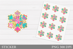 Snowflake Sticker Design. Christmas Sticker Printable Product Image 1
