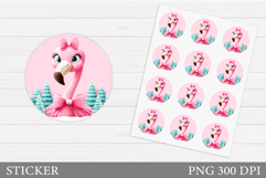Christmas Flamingo Sticker. Christmas Sticker Printable Product Image 1