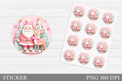 Santa Claus Sticker Design. Christmas Deer Sticker Printable Product Image 1