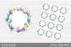 Easter Wreath Sticker Design. Easter Eggs Sticker Printable Product Image 1
