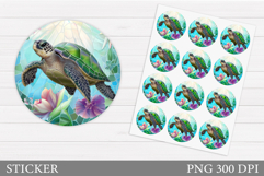 Turtle Sticker Design. Sea Turtle Sticker Printable Product Image 1