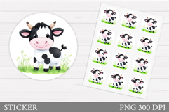 Cute Cow Sticker Design. Cow Sticker Printable Product Image 1